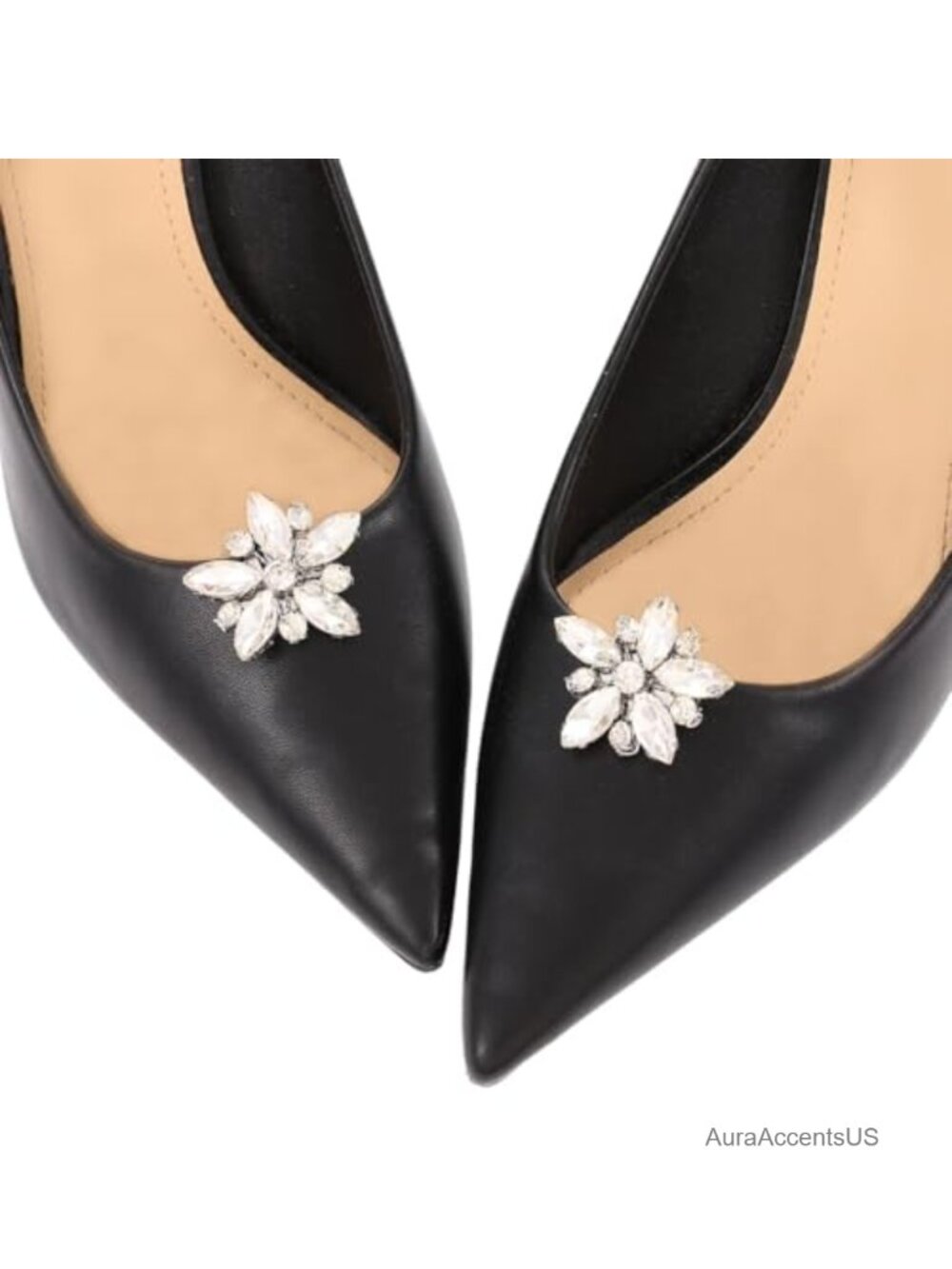 Crystal Shoe Clips for Pumps, Silver Rhinestone Wedding Shoe Buckles for Women,